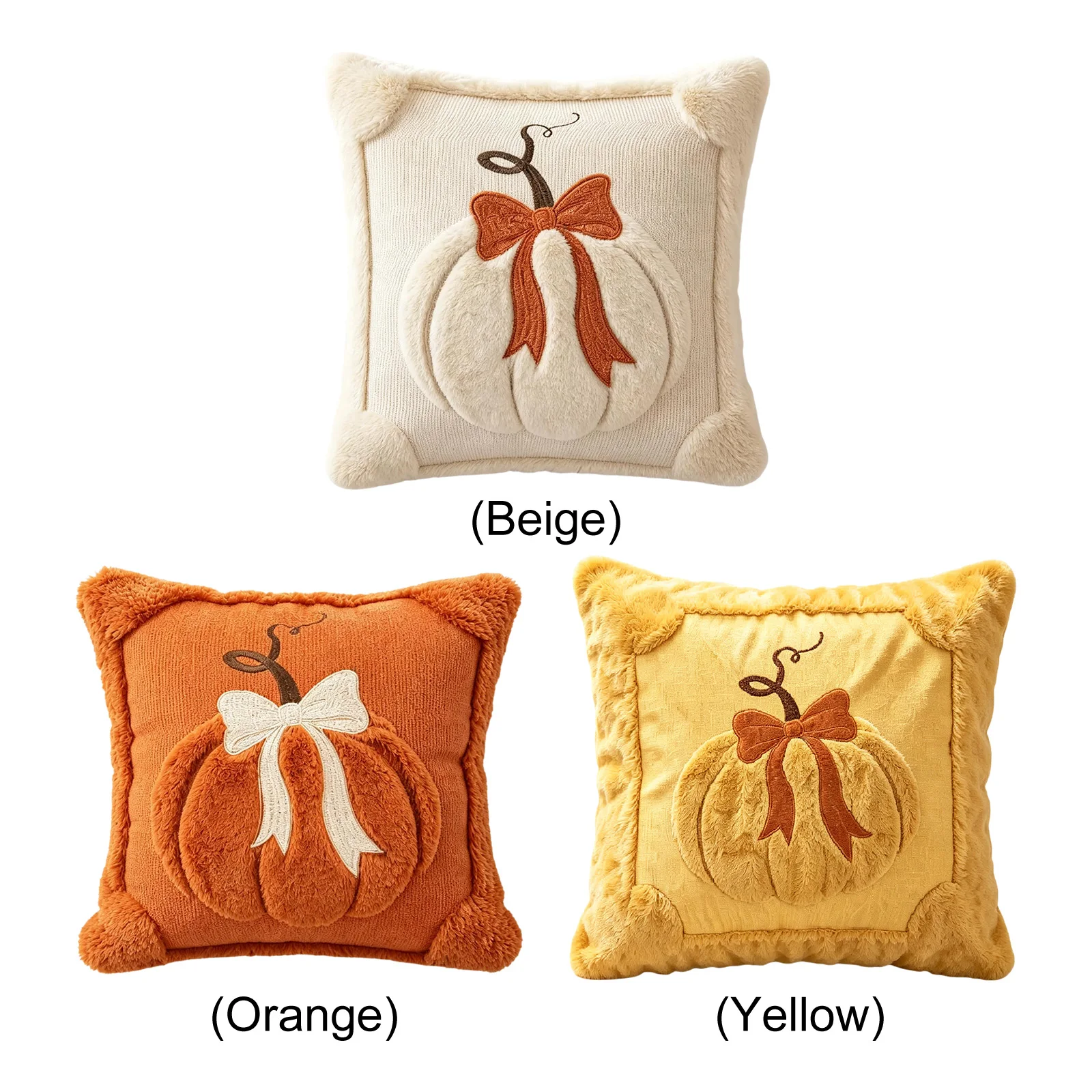Soft Pumpkin Pillow Cover 18x18 Orange Fall Harvest Thanksgiving Halloween Sofa Cushion Case Autumn Farmhouse Decor