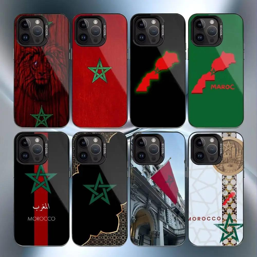 

M- Morocco-ES Flag Phone Case For iPhone17,16,15,14,13,12,11 Plus,Pro Max Black Candy Matte Shockproof Cover