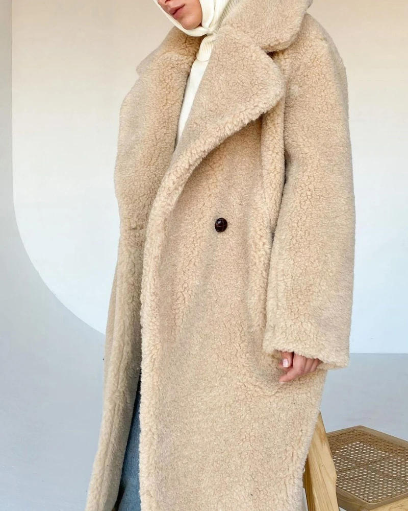 Winter Long Thick Faux Fur Warm Coats Women Vintage Long Sleeve Teddy Bear Jacket Female Casual Oversized Coat Outwears 2024