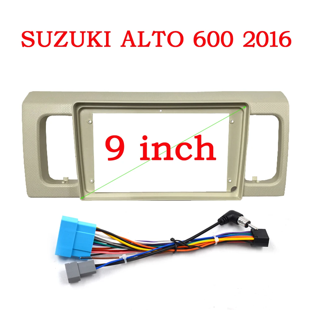 Car Radio Fascia Frame For SUZUKI 2016 ALTO 600 9 inch Stereo Panel Wire Harness Power Cable Adapter Canbus Decoder