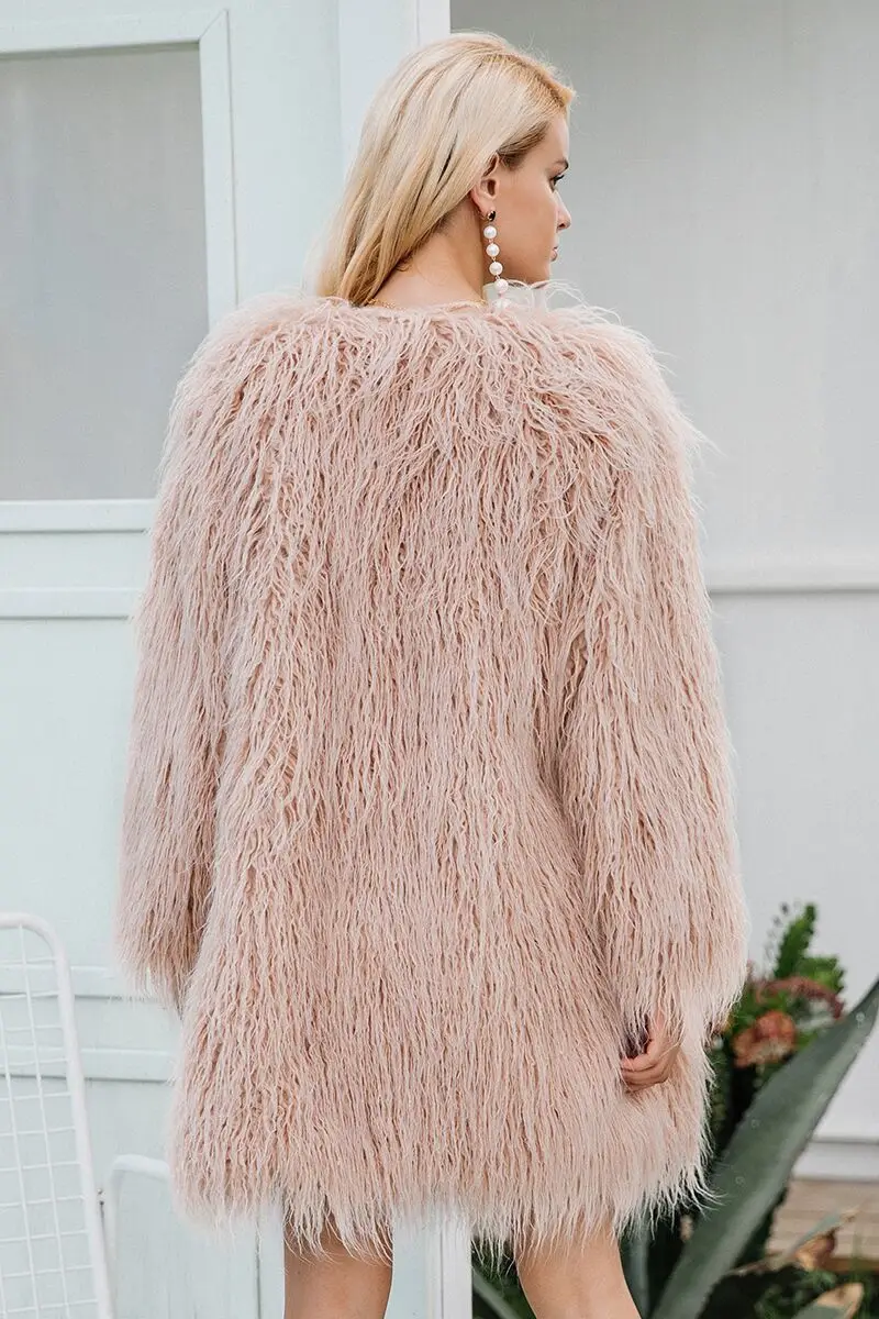 AliExpress Foreign Trade Supply Fur Imitation Fur Coat Korean Version Solid Color Beach Sheep Wool Women's Clothing Medium