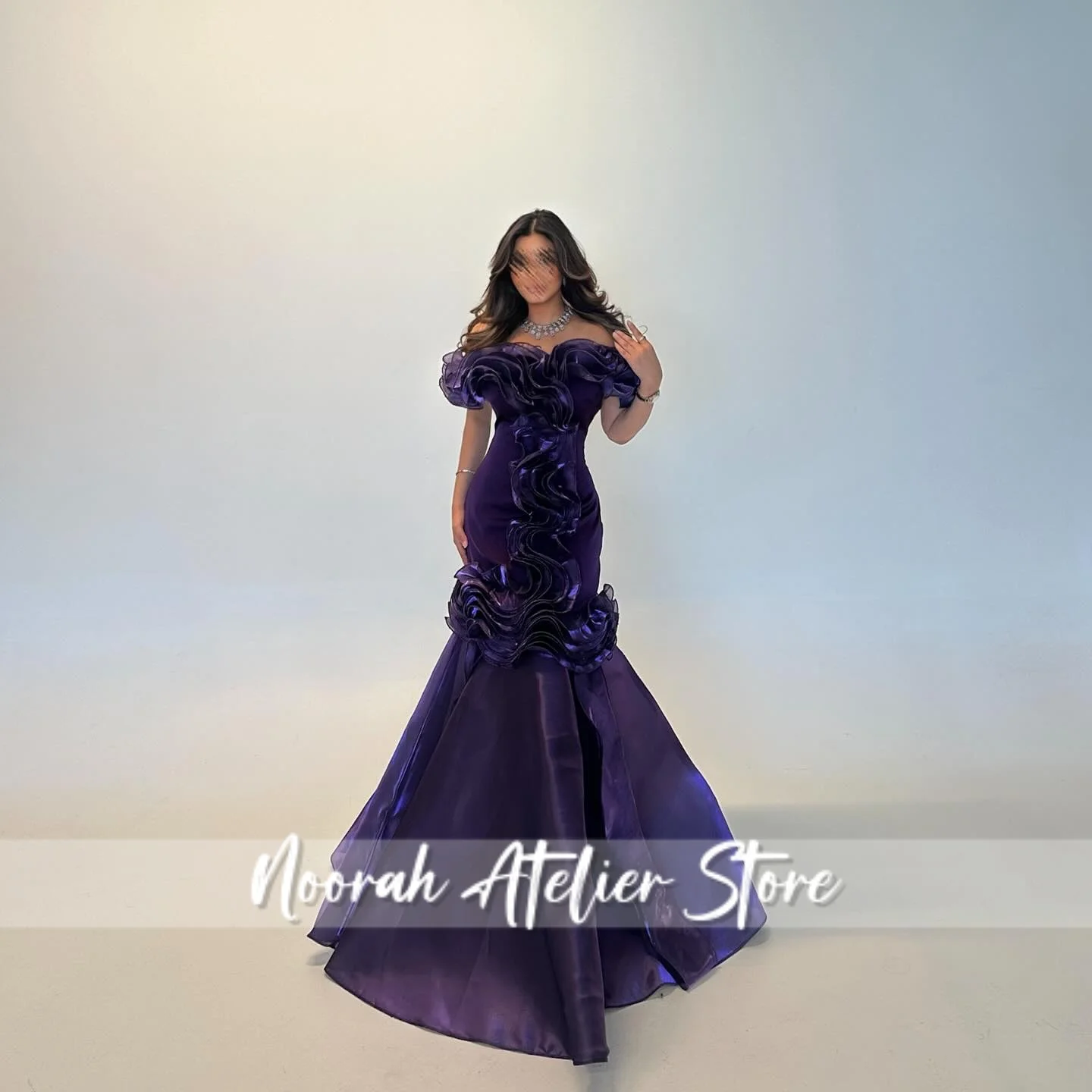 فستان سهرة أنيق أرجواني بدون أكتاف أنيق فاخر للنساء 2025 نسائي دبي حورية البحر فستان حفلة موسيقية مخصص