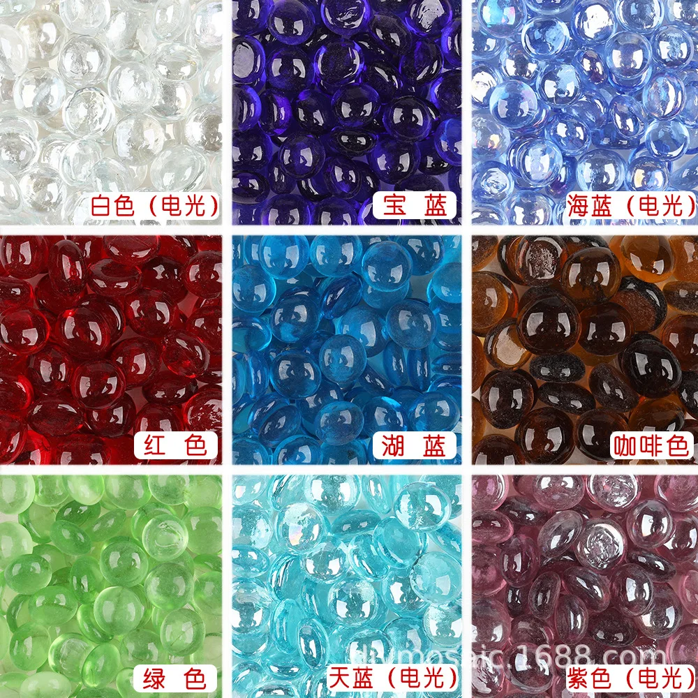 Small Hand DIY Made Colorful Transparent Glass Flat Bead Mosaic Background Wall Decoration Transparent Creative Candlestick 1kg