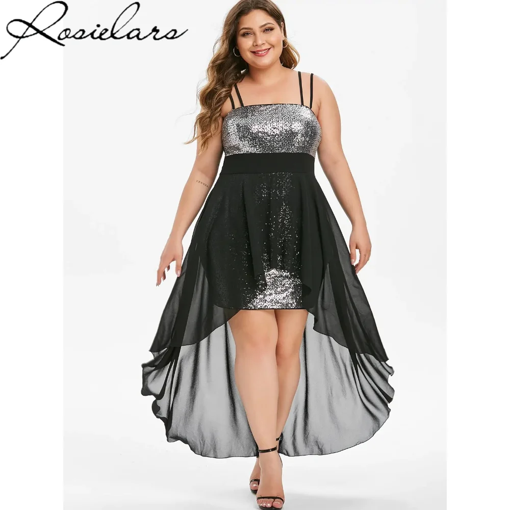 Plus Size Women Clothing Sequin Sexy High Split Corset Dresses 2024 Summer Streetwear Party Evening Bodycon Dress 3XL 4XL 5XL