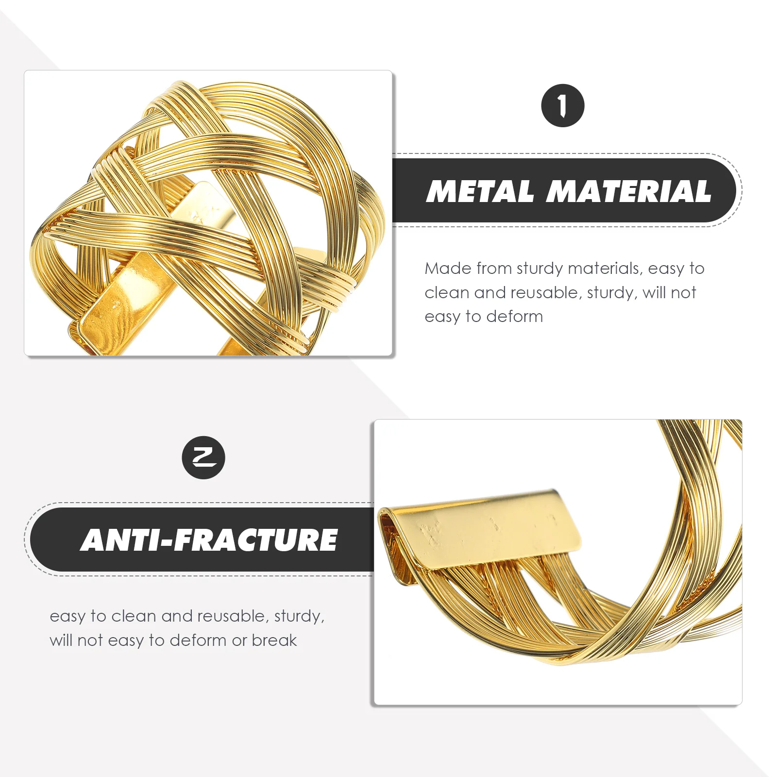 

6 Pcs Rings Metal Woven Buckle Golden Decorative For Hotel Restaurant Table Napkin Holder Dining Metal Mesh Napkin Rings Cloth