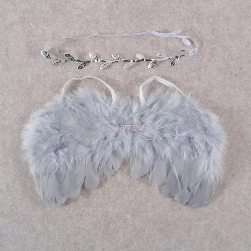 

Y1UB Fuzzy-Feather Angel Wings Set для детского косплей Девушки Фотография Костюми