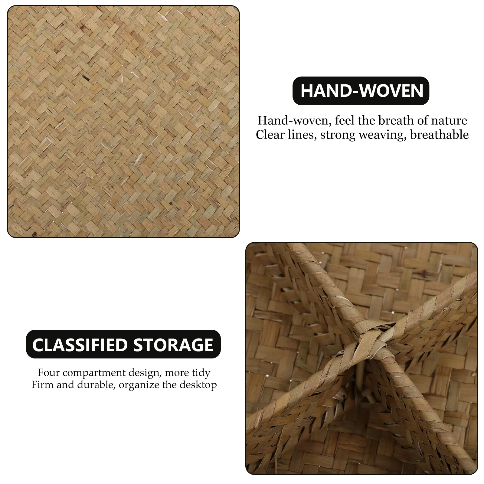 

1pc Tea Table Storage Basket Woven Compartment Organizer Fruit Desktop Basket Household Storage Decor Gift