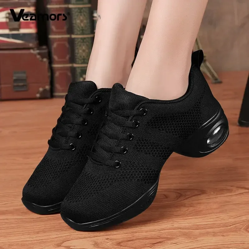 Breathable Lightweight Women's Latin Dance Shoes Jazz Ballroom Dancing Shoes Platform Training Modern Sneakers Female