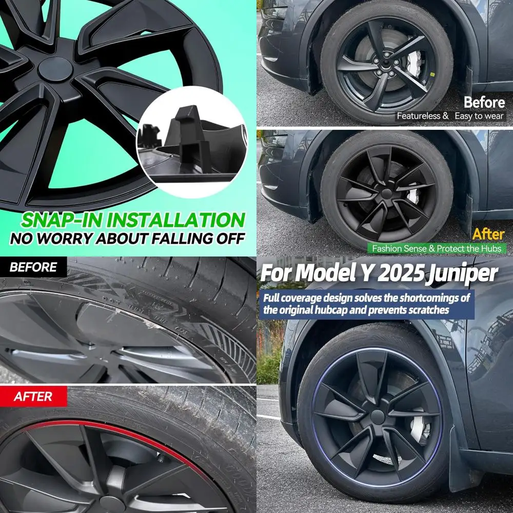 

19-дюймовые чехлы на колеса для Tesla Model Y Juniper 2025 2026, колпаки с полным краем, совместимые колпаки на колеса Tesla — 4 чехла на