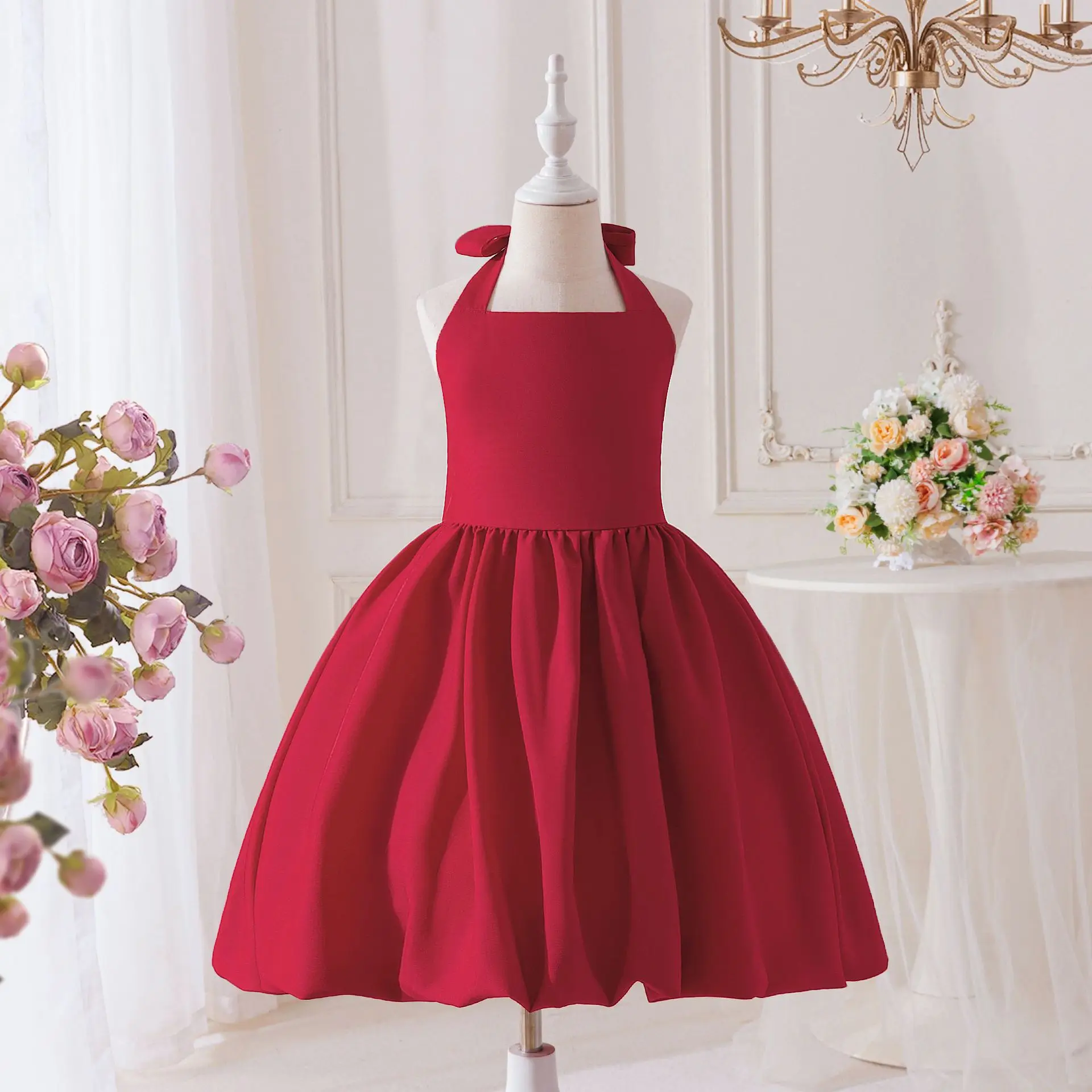 Girls Party Dresses Elegant Wedding Bridesmaid Gown Teenager Girls Birthday Party Luxury Festive Dress Graduation Ceremony Gown