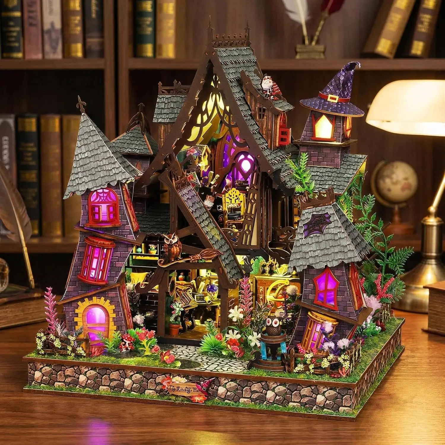 DIY Miniature Dollhouse Kit 3D Wooden Puzzle House Fantasy Witch Cottage Book Nook Handmade Diorama Home Decor Gift