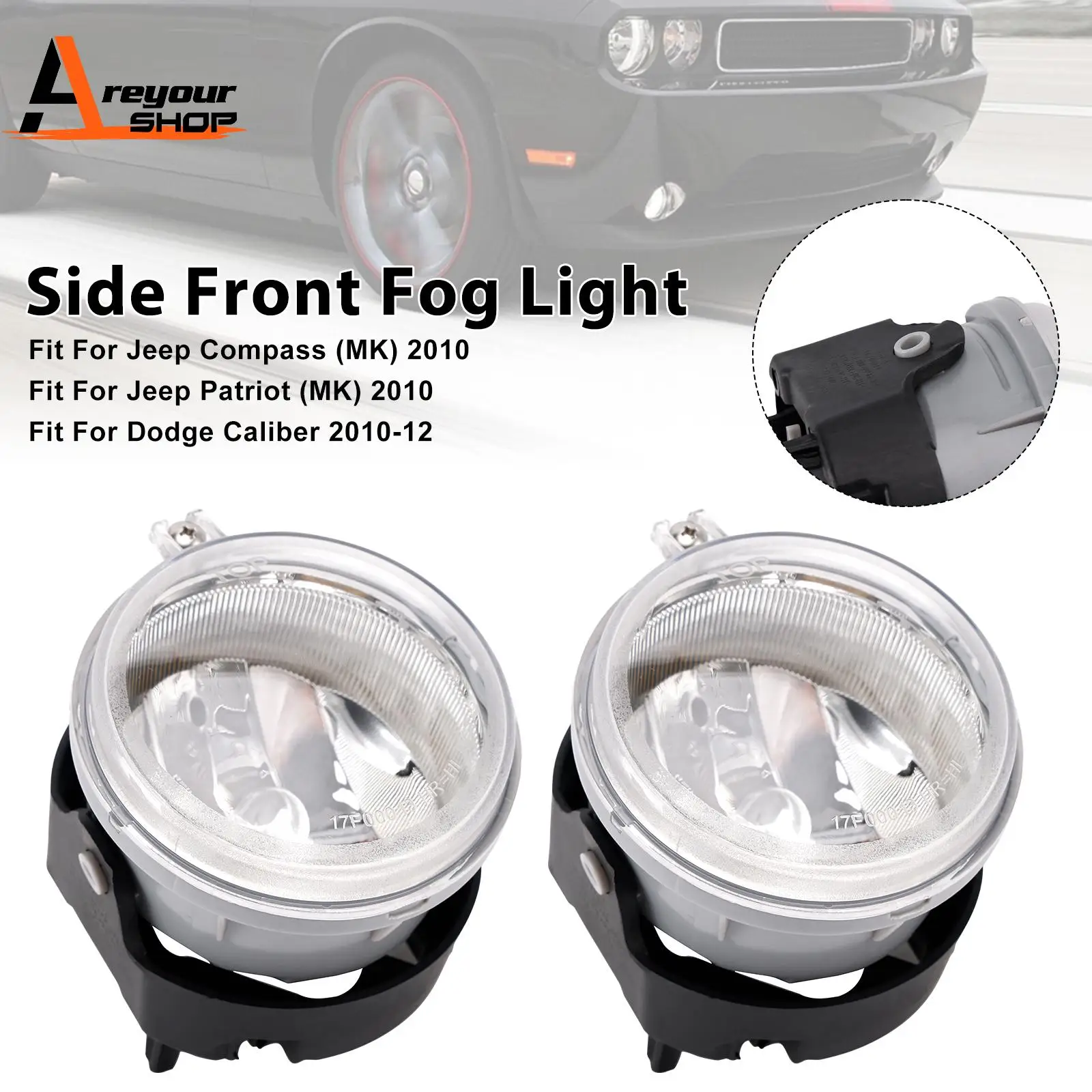 

Пара передних противотуманных фар для Jeep Compass Dodge Charger Caliber 5182025AA
