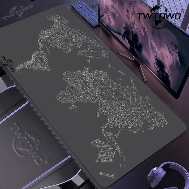Geometric World Map Mouse Pad Gamer printon demand Custom Large HD Mousepad XXL Playmat Carpet Non-Slip Soft PC Mouse Mats
