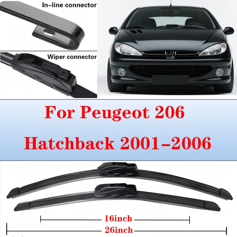 

Для Peugeot 206 Hatchback 2001-2006 2002 2003 стеклоочиститель передние щетки стеклоочистителя лобовое стекло щетки для окон 26 "+ 16"