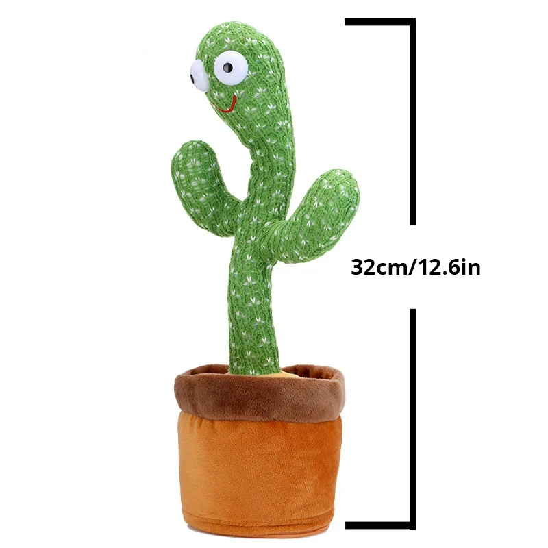 1pc dança cactus brinquedo, repetição falando, música alto-falante oscila dança cantar falar, plushie recheado, interação e decoração