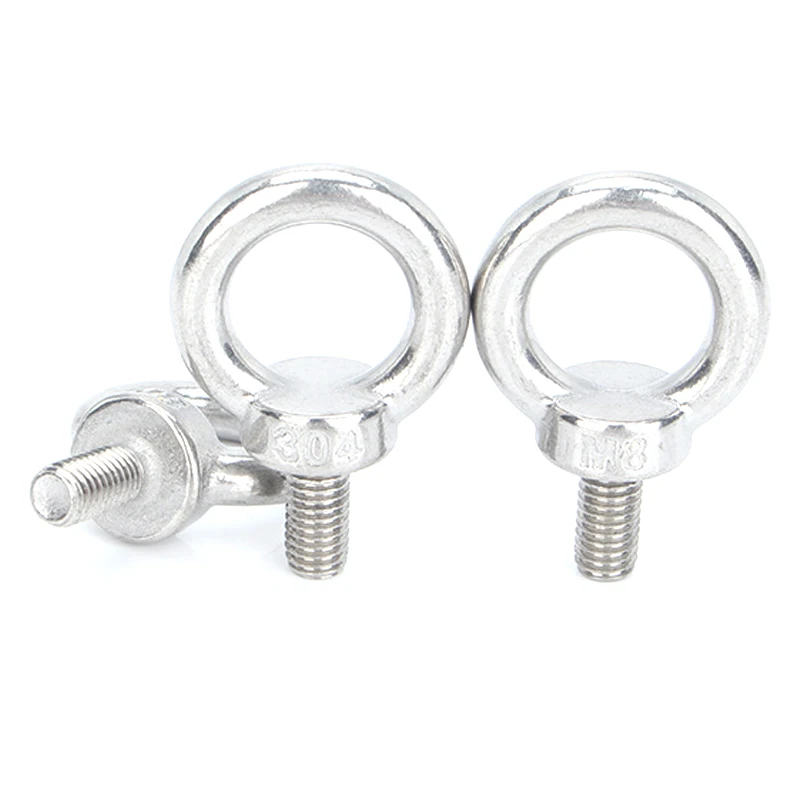 Tornillo de ojo de acero inoxidable 304, 2/3/5/10/20 piezas, M3/M4/M5/M6/M8/M10/M12, tornillo de ojo de elevación redondo, tornillo de gancho con anillo con bucle
