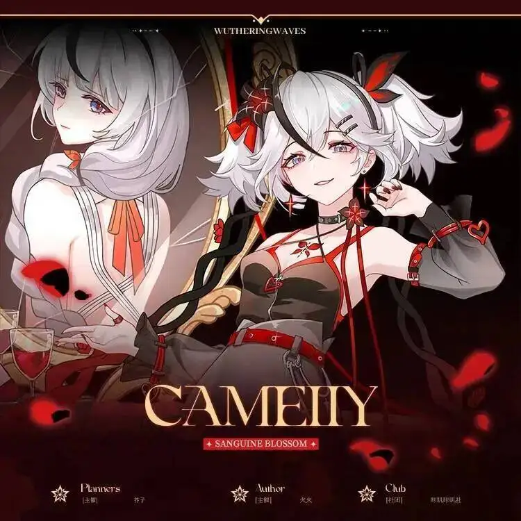 

Camellya Laser Ticket Color Paper Badge Pin Wuthering Waves Anime Double-Sided Acrylic Stand Model Plate Cosplay Desk Decor Gift