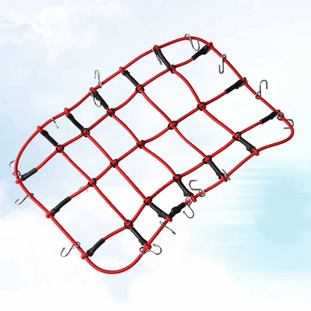 Car Luggage Net Elastic Car Roof Luggage Net Rack Storage Net with Hooks for 1:10 Crawler (Red) 1:10 car luggage net