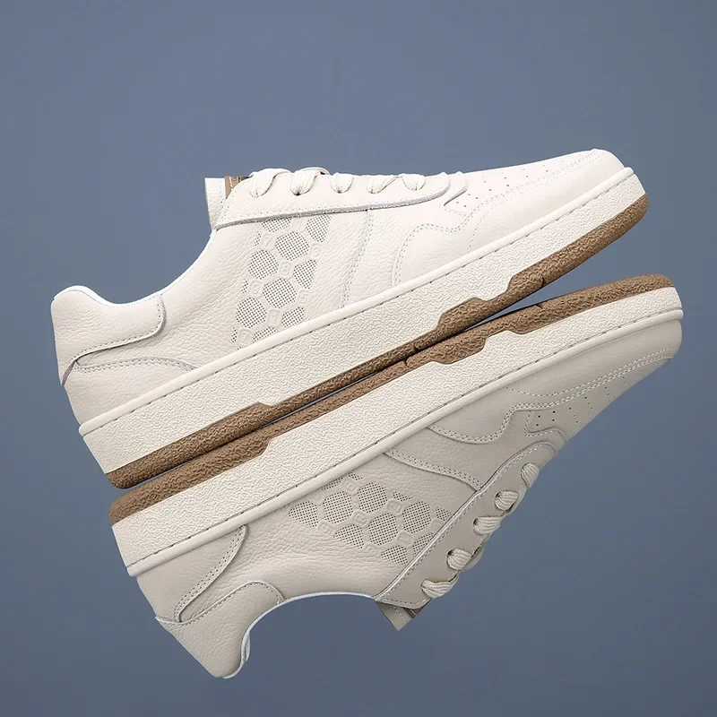 

Новая мужская повседневная обувь из натуральной кожи, модные дышащие туфли для скейтбординга на плоской подошве, кроссовки без шнуровки