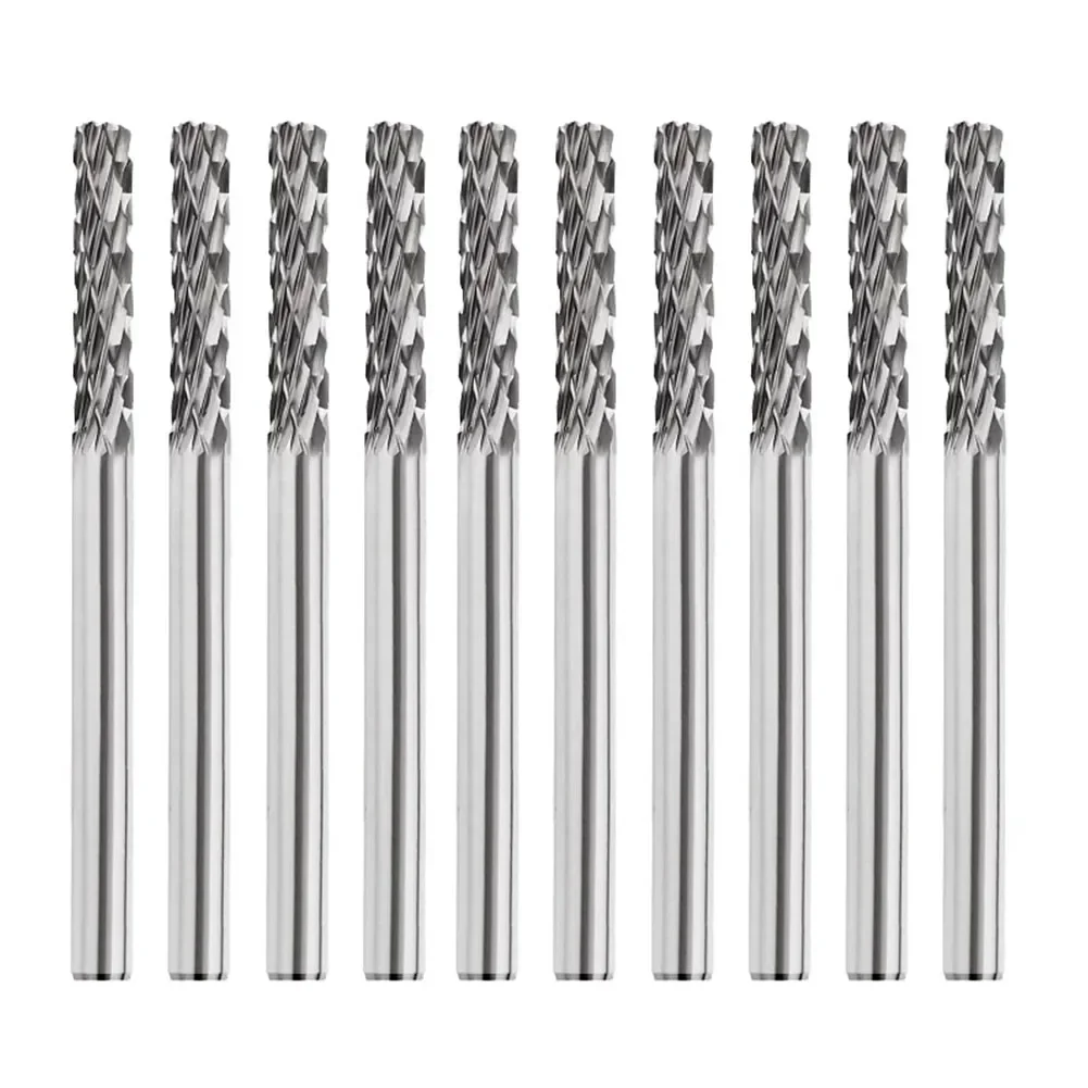 10Pcs 38mm Tungsten Carbide Rotary File Set 3mm Shank Milling Cutter For Fast Cutting & Polishing Copper/Aluminum/Carbon Steel