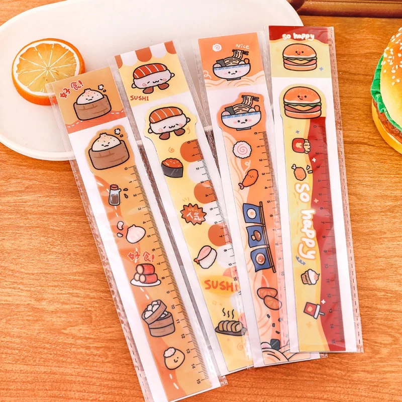 40pcs/lot Cartoon Hamburg Sushi Food Magnetic Ruler Cute Bookmark Measuring Drawing Tool Promotional Gift School Supplies