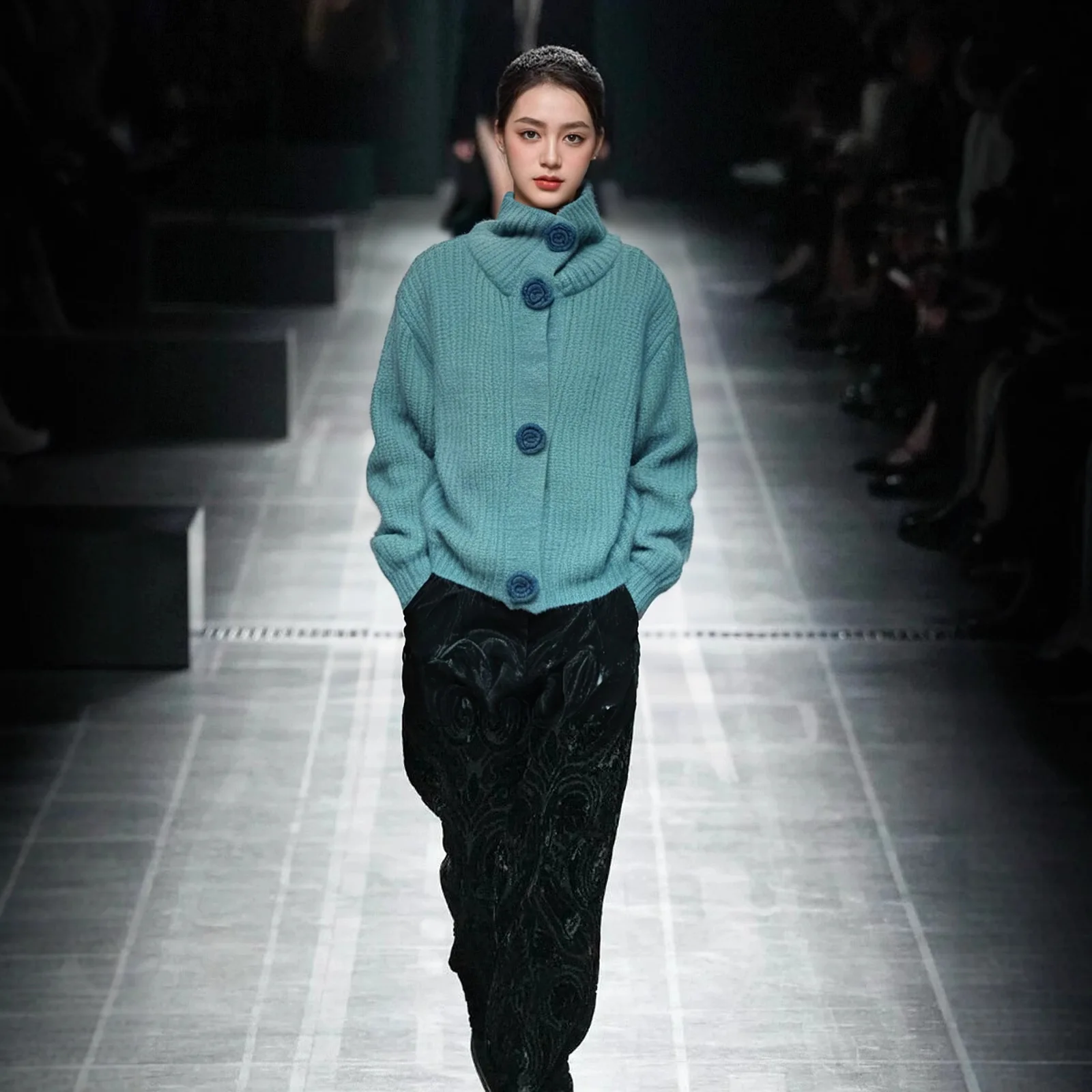 

Осенние и зимние женские свитера с цветочной вышивкой, вязаные свитера, женские кардиганы, топы с высоким воротником с длинными рукавами