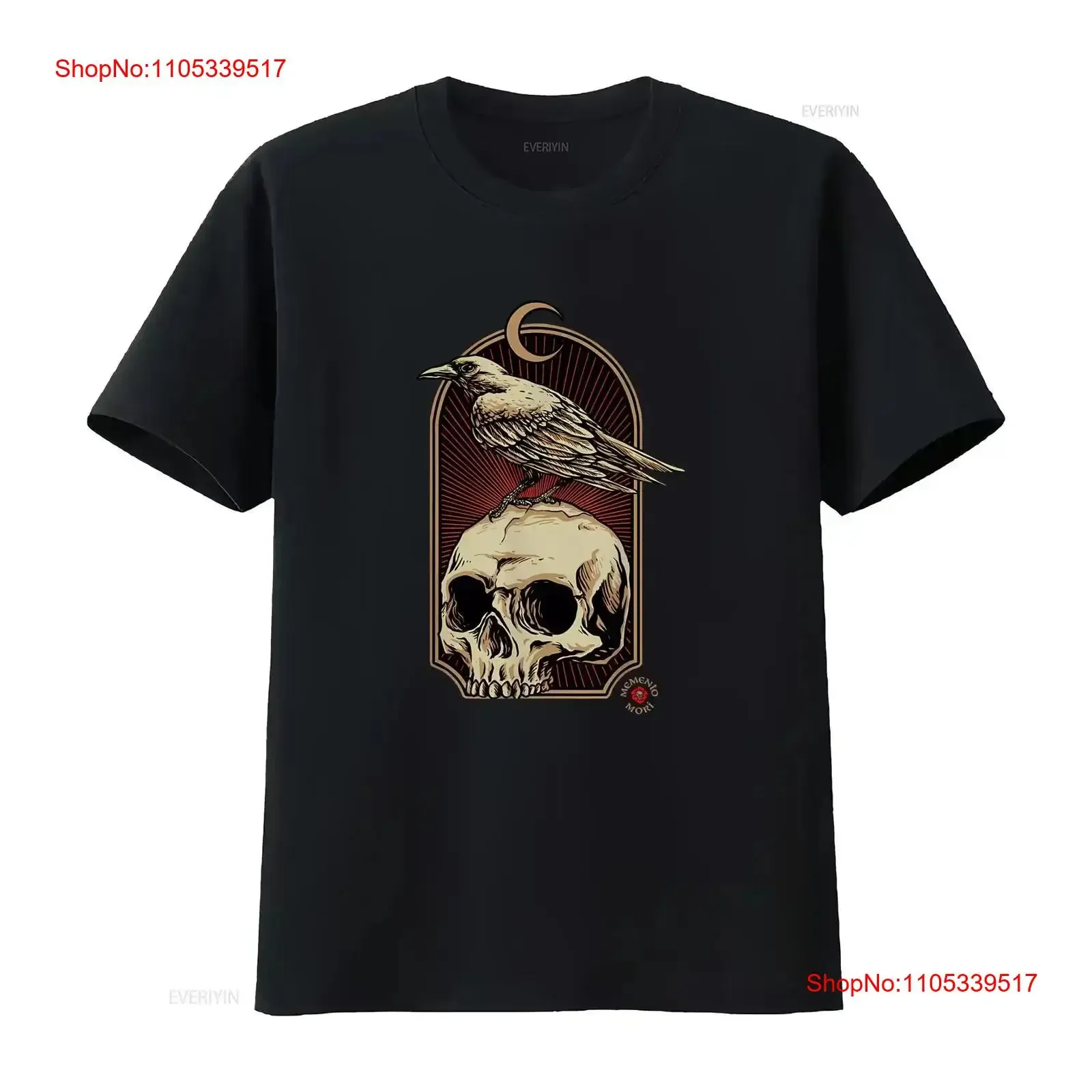 Nevermore Skull and Raven Memento Mori T Shirt Size S 5XL vintage Washed Casual Top For Everyday Wear designer clothes vintage