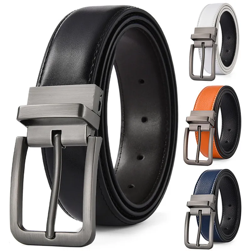 عكسها دبوس مشبك أحزمة رجالية بو الجلود حزام الذكور للرجل جودة عالية مصمم موضة الجينز حزام الخصر الأعمال الفاخرة