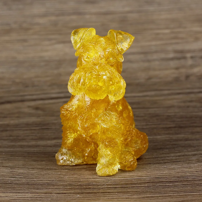 Schnauzer Puppy Resin Crystal Statue Home Decor Items Pink Crystal Love Stone Schnauzer Sculptures & Figurines Home Decoration