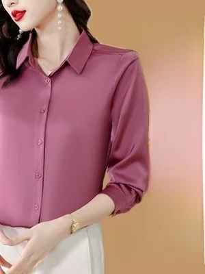 

Высококачественный шелковый женский топ из высококачественного шелка премиум-класса, полиэстер, 60% шелк, 40% длинный воротник све, стандартный крой