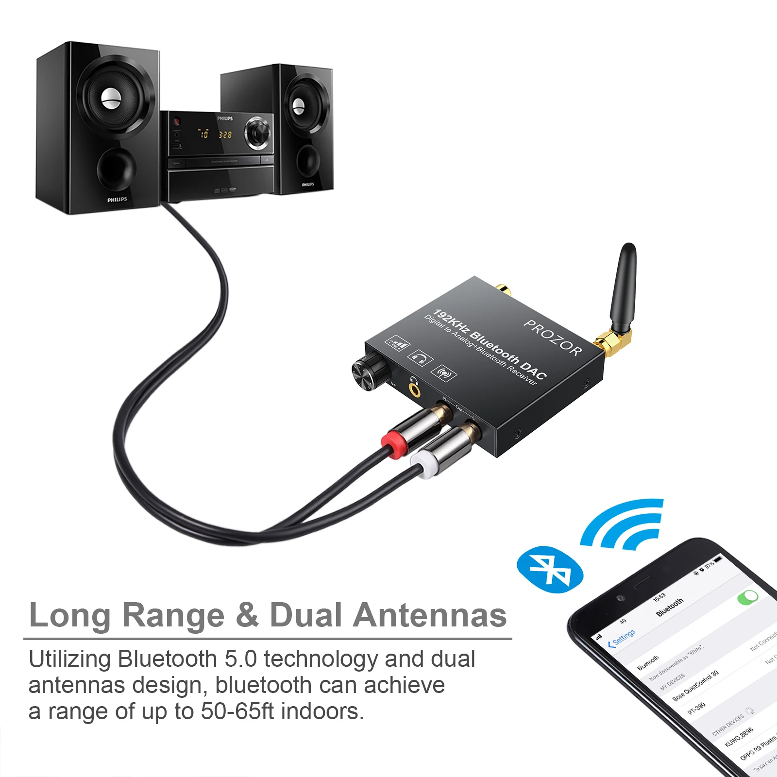 192 кГц DAC преобразователь Bluetooth приемник контроль громкости цифровой оптический аналоговый аудиоадаптер