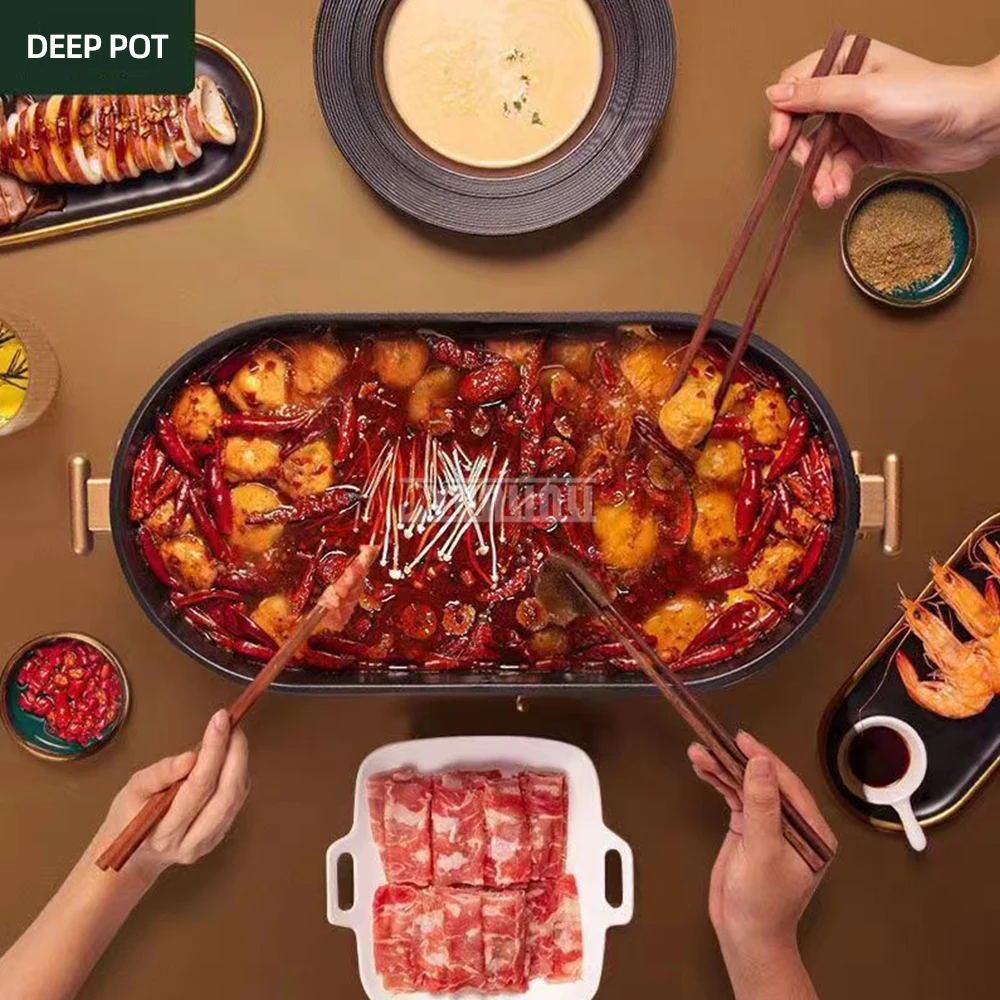 هوت بوت كهربائي متعدد الوظائف ، آلة شواء طعام بدون دخان ، محمولة ، داخلية ، منزلية