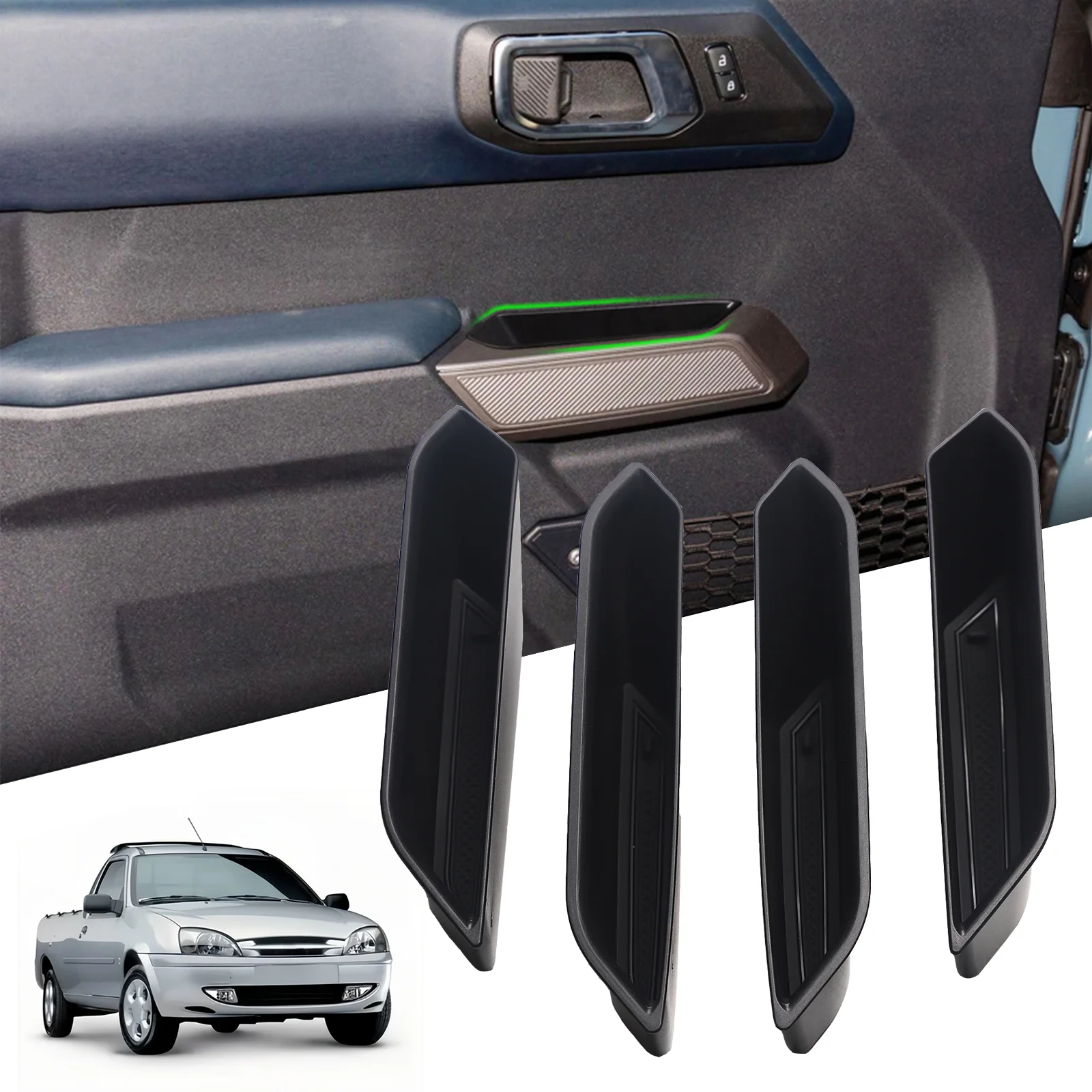 

For Ford Bronco 2021-2025 Door Handle Storage Box ABS Front Rear Door Side Storage Tray Car Interior Accessories