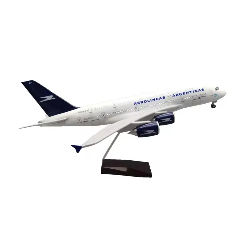 

46cm Airbus A380 Argentine Airlines Airplane Model 1/160 Scale Diecast Resin Planes Toy With Lights Room Decoration Accessories