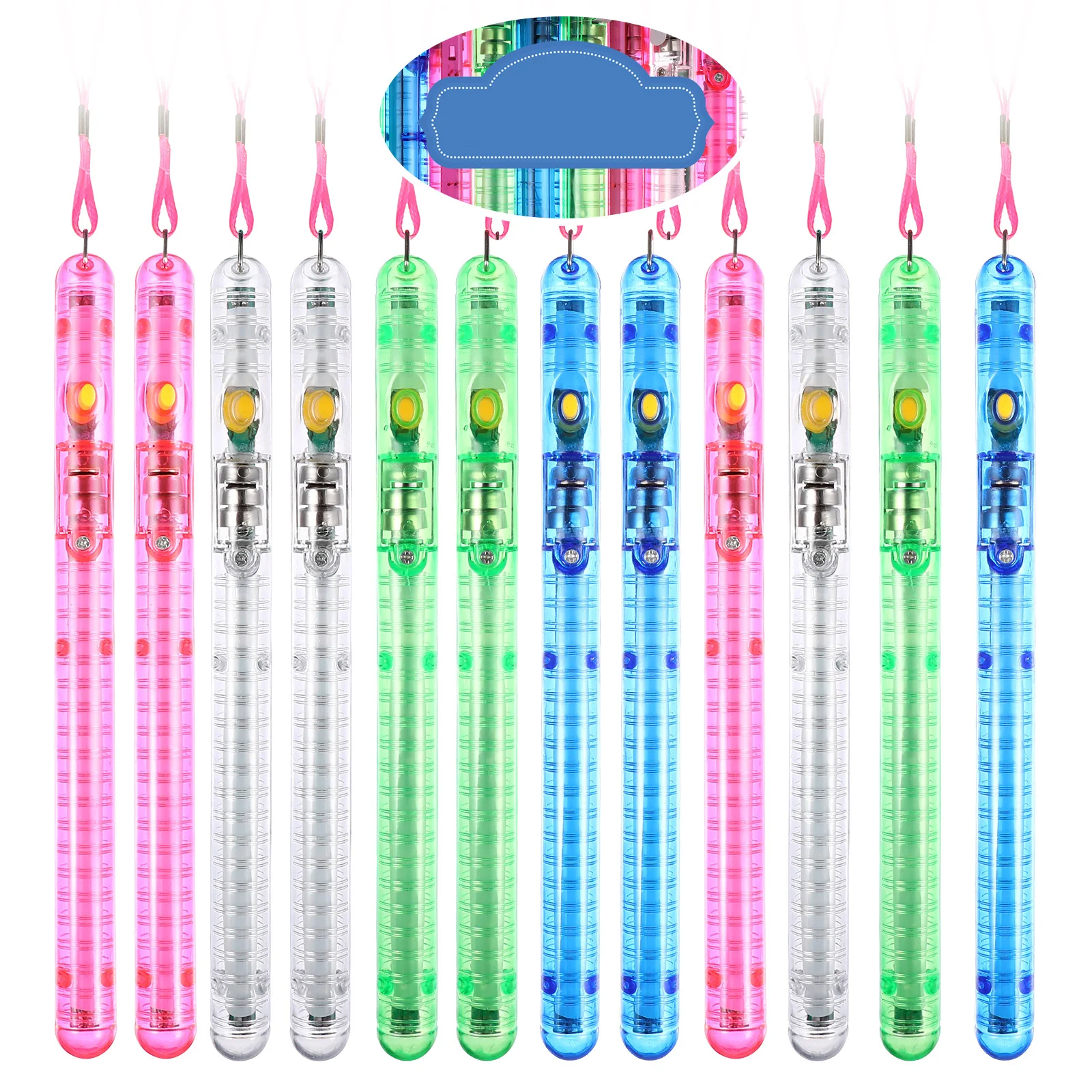 

12Pcs LED Glow Sticks Multicolor Flashing Light Up Wand Sticks Concert Party Favor Glowing Wand for Outdoor Festivals
