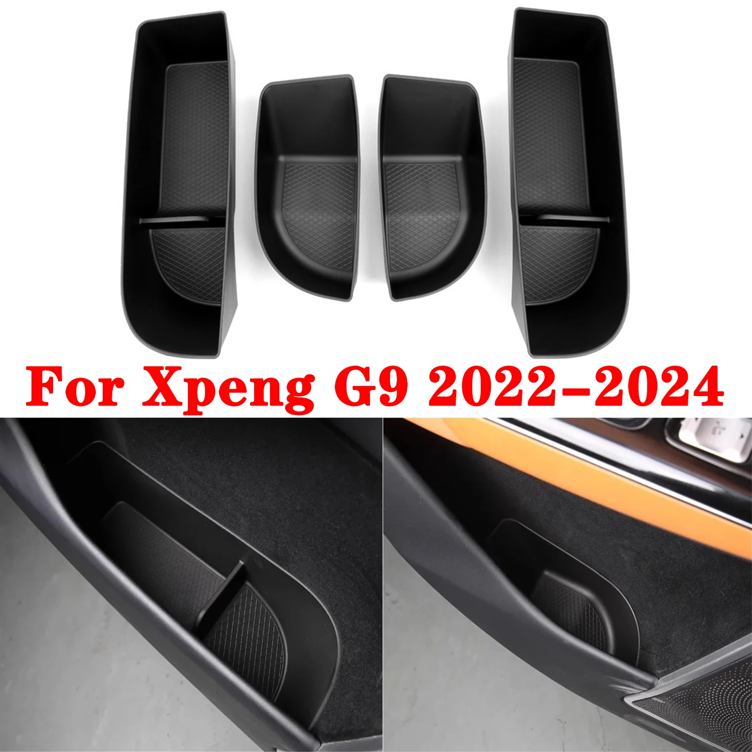 

For Xpeng G9 2022-2024 Door Side Storage Box, TPE Front Rear Door Handle Organizer Door Lower Storage Box