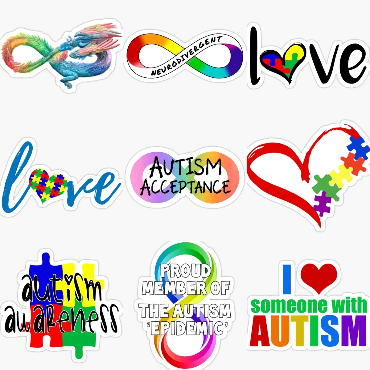 

Love Autism Awareness Care Autism Color Jigsaw Creative Sticker for Decorate Car Van Motorcycle Helmet Wall Decal Accessorie
