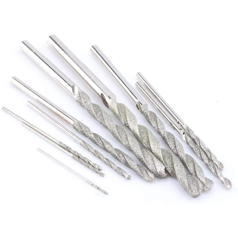 10 Pieces Diamond Drill Bits Set Twist Diamond Tip Drill Bit Heavy Duty Mini Diamond Drill Bit Set for Glass Tile