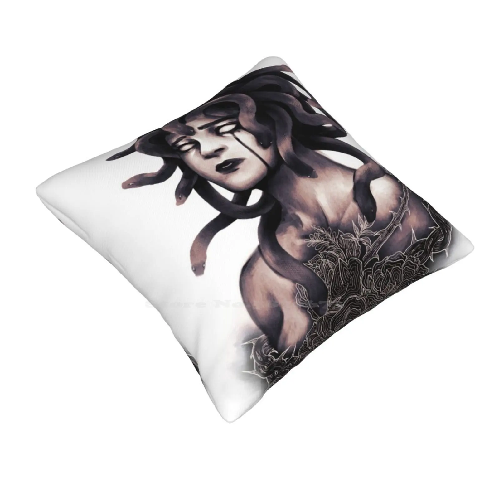 Tears Of Funny Cute Decor Square Pillowcase Greek Mythology Women Snakes Flowers Thorns