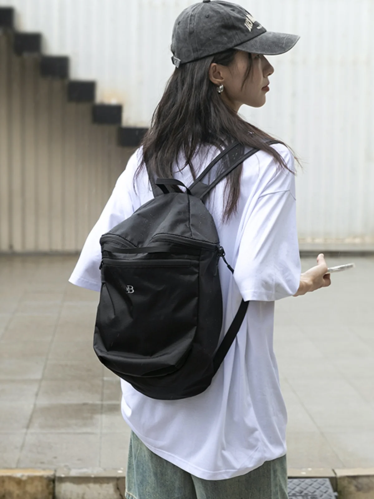 

New 2026 Women's Nylon Embroidered Backpack Large Capacity Commuter Sports Climbing Bag Soft Handle Zipper Closure Foldable