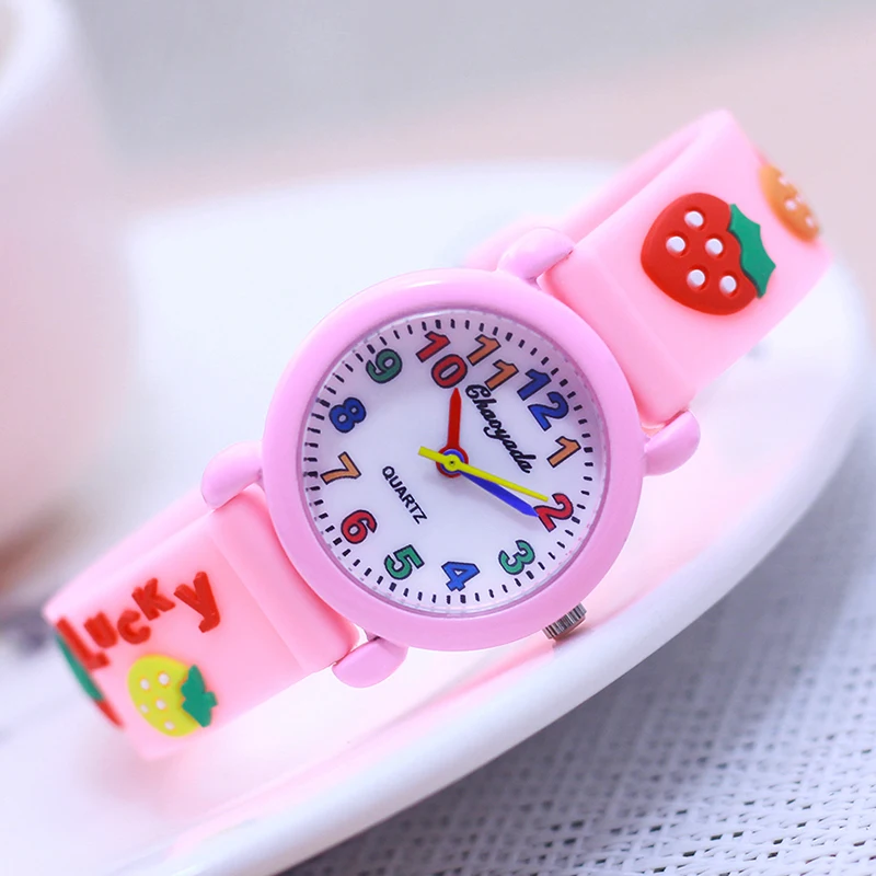 

fashion sports children girls lovely cute strawberry colorful digital watches young kids students birthday gifts little baby