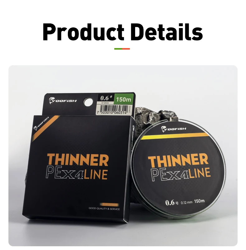 Yoofish Micro THINNER Angelschnüre 100 m 150 m geflochtene PE-Schnur 4 Stränge Japan Monofilament Angelschnur Karpfen Fliegenfischen Draht – Detail 8
