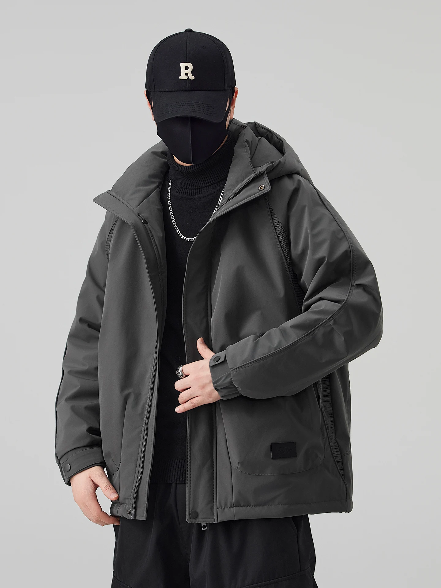 

American Sle Thiened Hooded Du down Jaet Men's Winter Couple Warm Workwear White Du Feather Outerwear proof Ja...