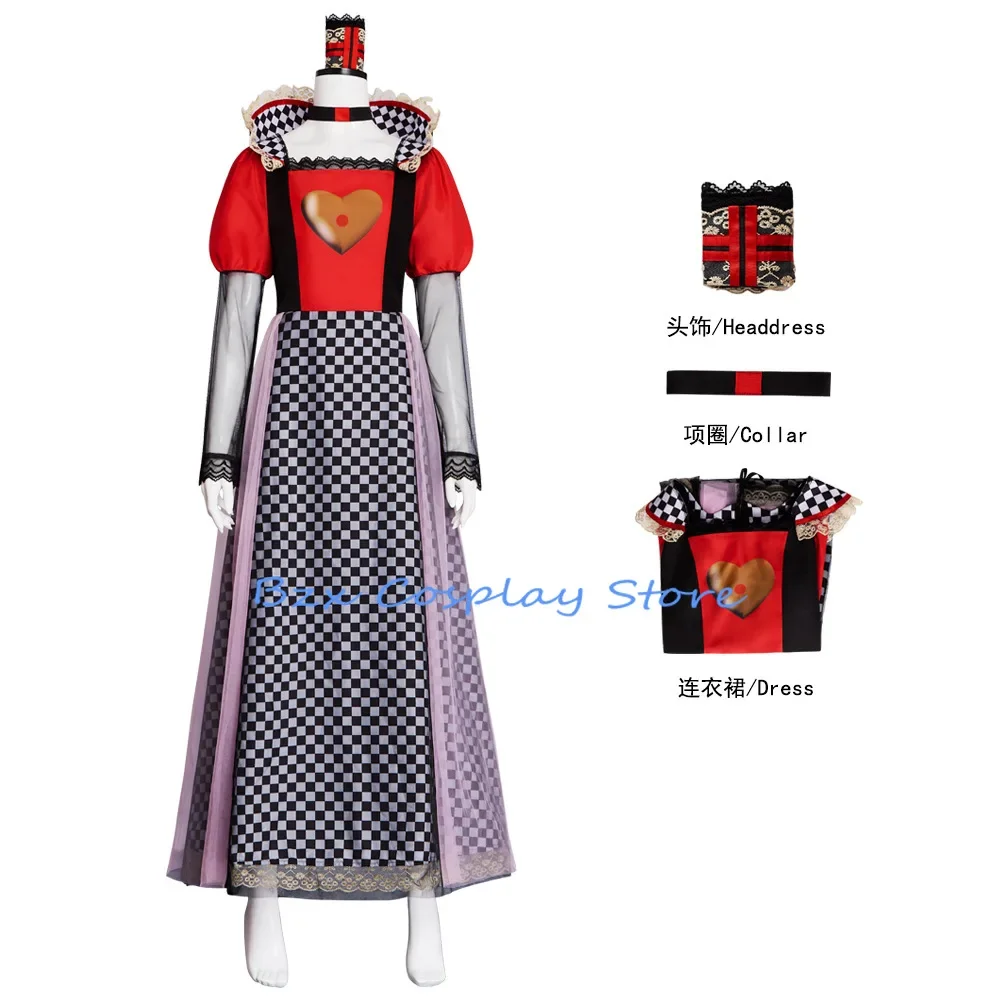 2 Styles Red Queen of Hearts Princess Cosplay Dress Alice Fancy Dress Delux Party Girls Play Outfit for Halloween Party