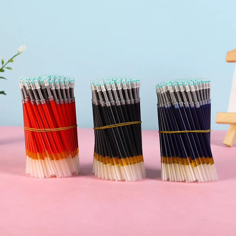 50Pcs/set 11cm Press Type Gel Pen Refill 0.45mm Thick Diameter Red Blue Black Refill 0.5mm Tip Student Writing Stationery K35