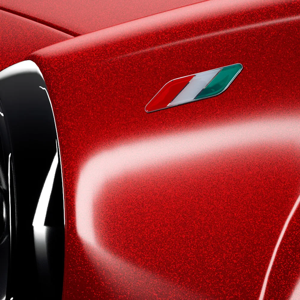 

2Pairs Italy Flag Vehicle Sticker Vibrant Color Automotive Decal for Car Exterior Decoration Waterproof Alloy Emblem Badge