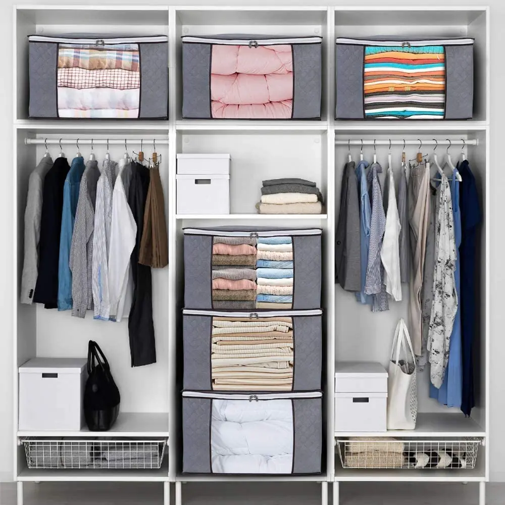 

Сумка для хранения одежды, большая вместительная сумка-органайзер для одежды, плотная дышащая ткань, складной контейнер для кровати-ABLI