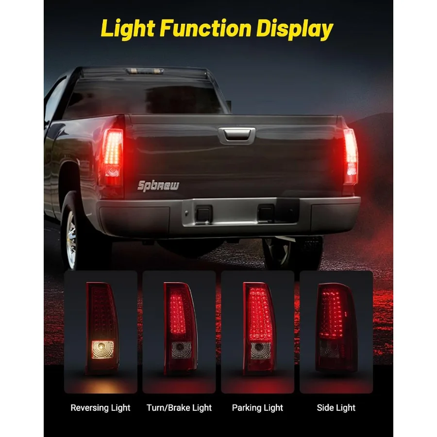 LED-achterlichten voor Chevrolet Silverado 19992002 en GMC Sierra Classic 1999-2007, gerookt lensontwerp met rode verlichting