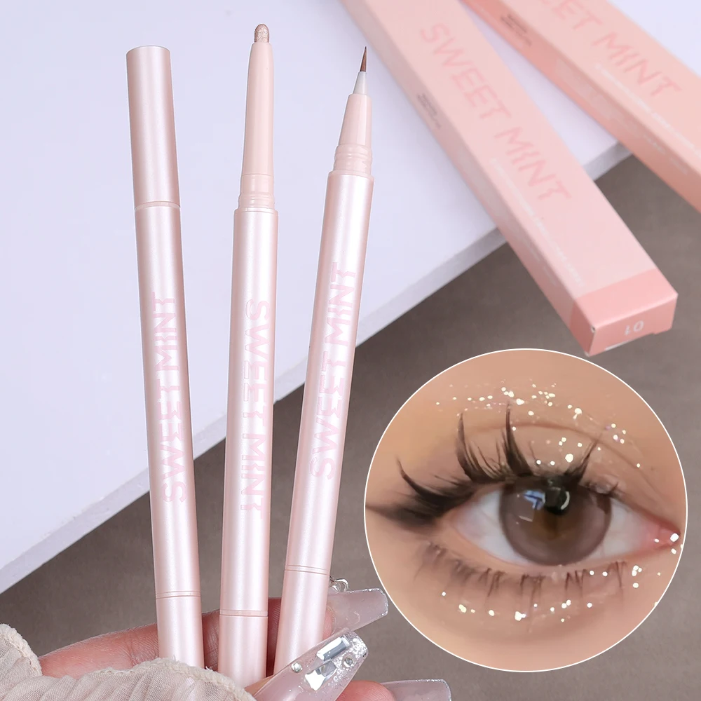 2 In 1 Matte Liggende Zijderups Eyeliner Pen Waterdicht Sneldrogend Geen Smudge Wimper Pen Oogschaduwstok Blijvende Oogmake-Up Tool