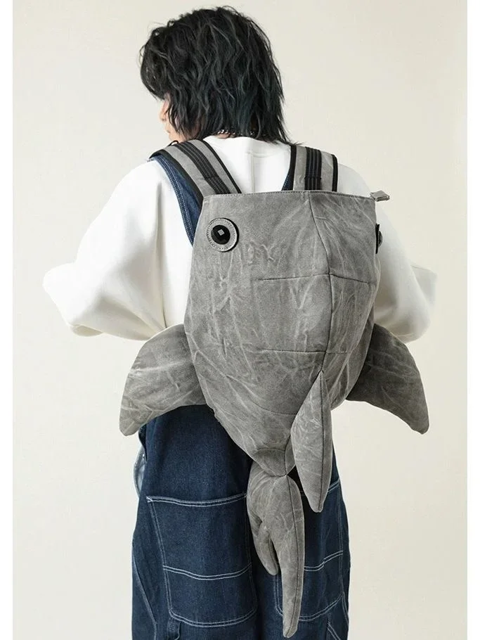 

Funny Whale Shark Canvas Backpack Durable Large Capacity Travel Bag Women Men Cute Outdoor Cartoon Knapsack Student Schoolbag